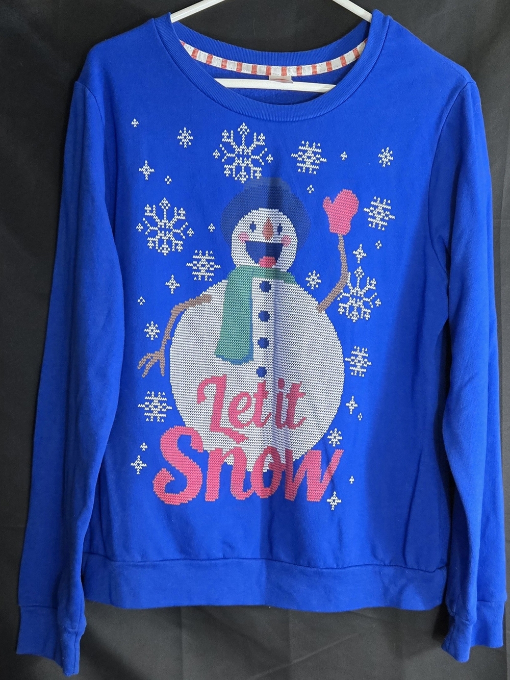 Holiday Time Royal Blue Snowman 'Let it Snow' Kids Sweatshirt #618